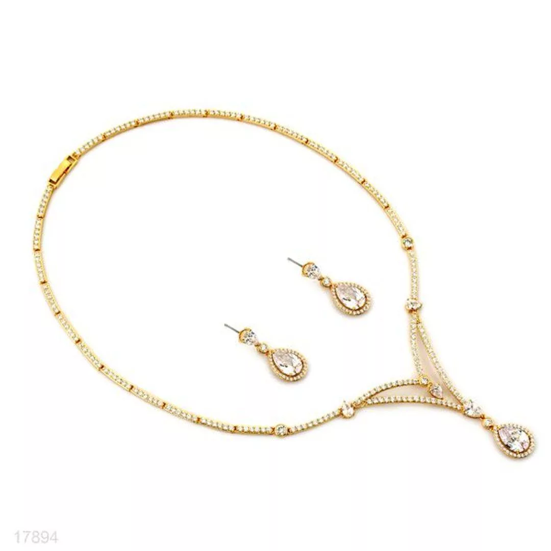 Luxury Gold Plated Zircon Necklace Set for Women