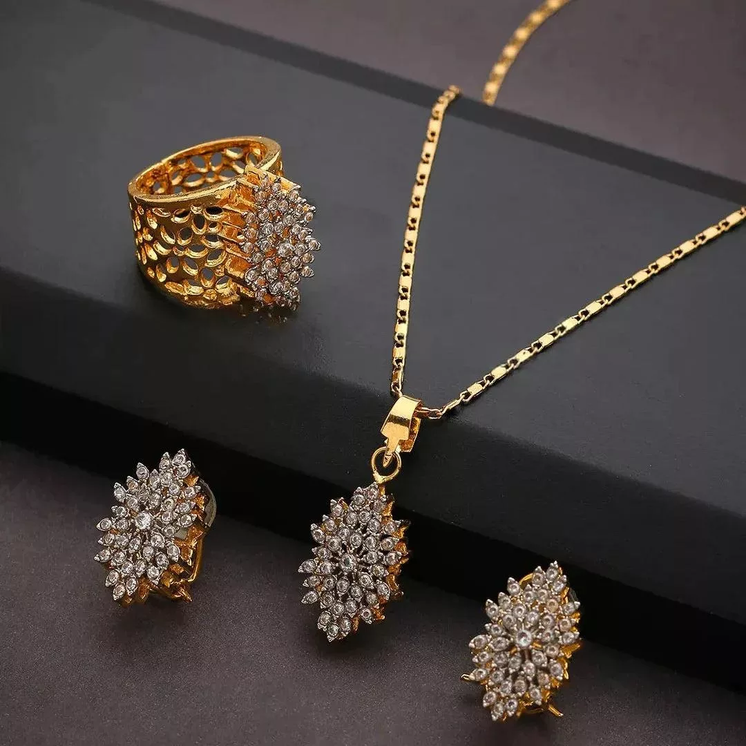 Luxury Gold Plated Zircon Necklace Set for Women